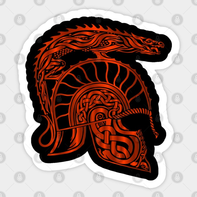 Red Spartan Dragon Helmet Gladiator Design Sticker by TF Brands